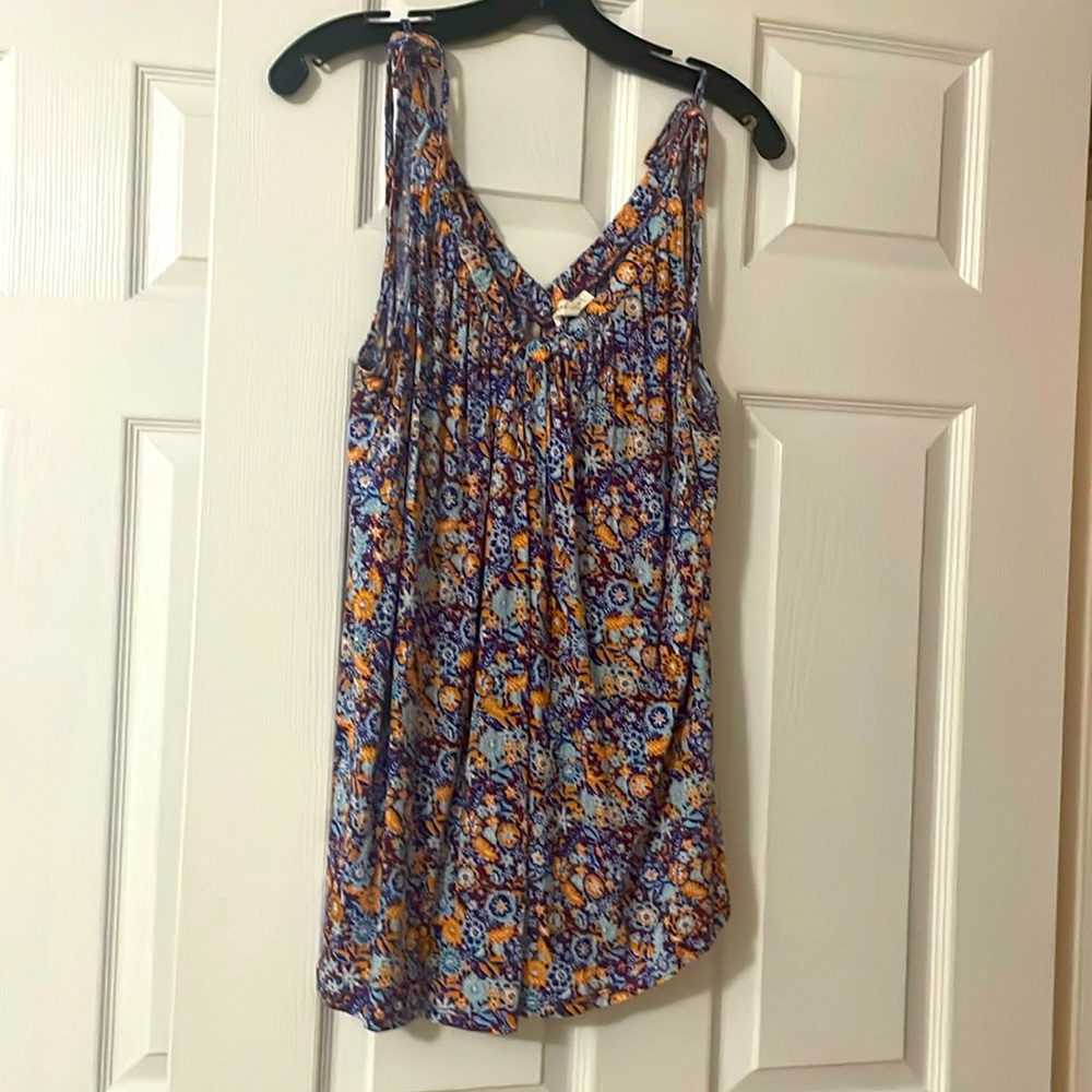 Anthropologie Pure + Good Tie Strap Floral Longline Tank Top Swing small